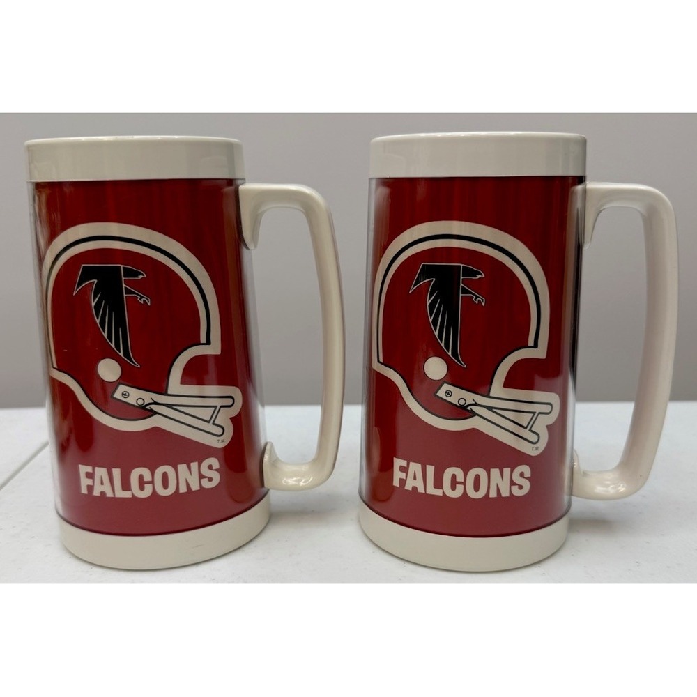 Atlanta Falcons Vintage Thermo Serv Mugs Set‎ Helmet NFL Insulated Cup